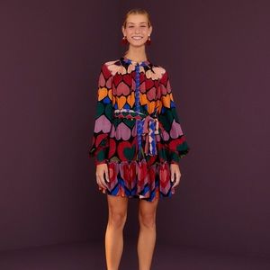 knee length dresses for ladies Black Hearts Ikat Mini Dress  FARM Rio
